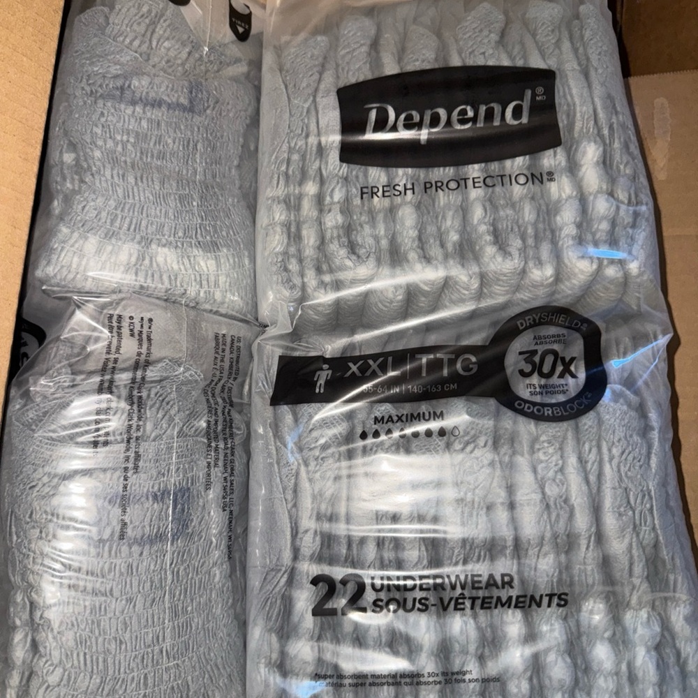 2Pack Depends Real Fit Incontinence Briefs Mens XXL Maximum 44ct